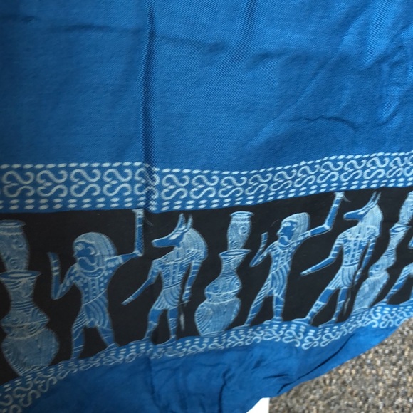Harem Pants, Yoga Pants, Aladdin Pants,Thai Pants, Egyptian print, blue rayon - Picture 4 of 4